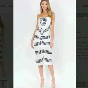 NWT Striped Tube Midi Dress with Ruffle Front